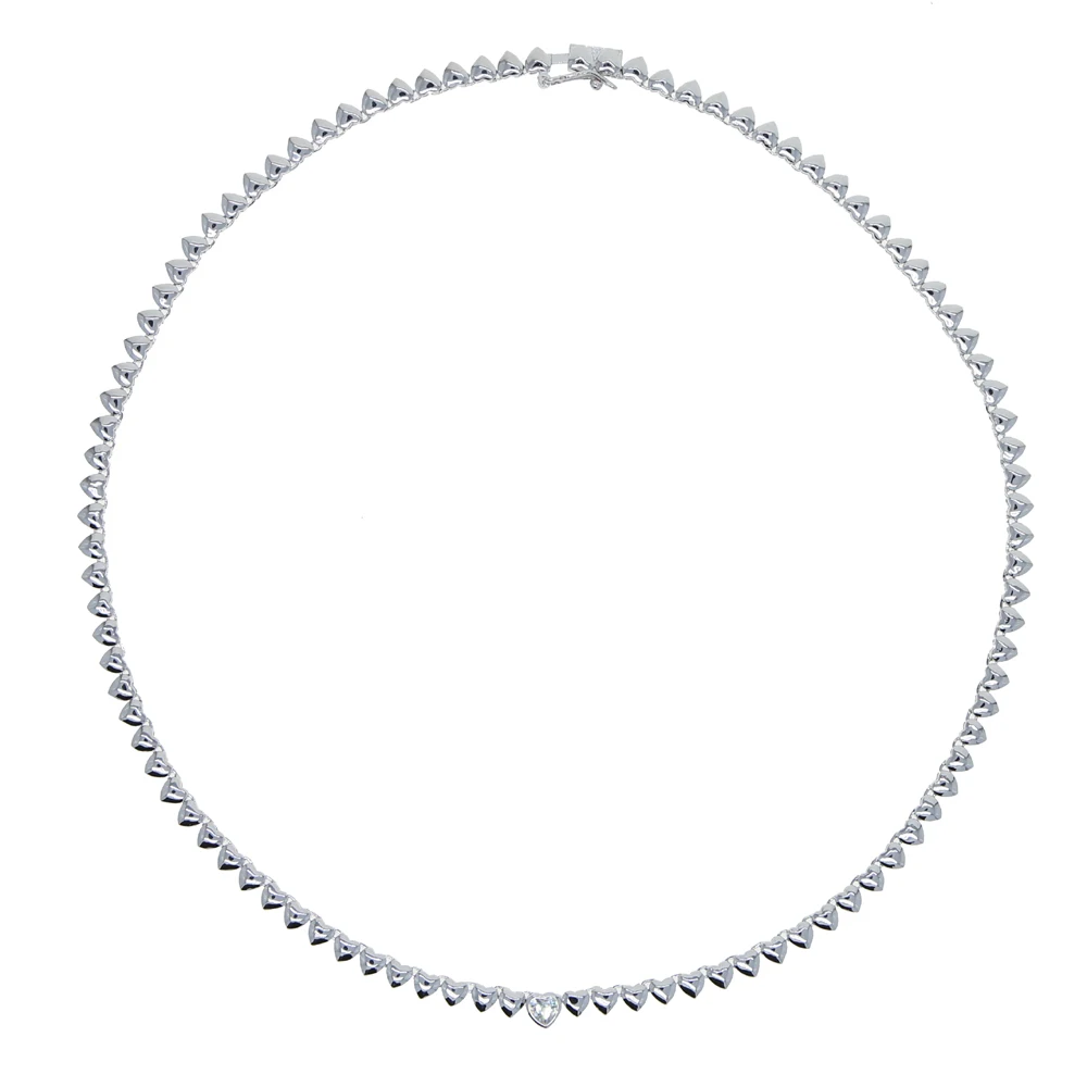 High Polish Shiny Heart Shaped Charm Tennis Chain 16 Inches Fashion Necklace 2022 Valentine's Gift Jewelry