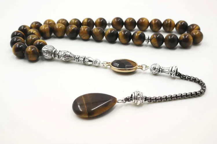 Man Tasbih Natural Tiger eye stone Muslim prayer beads islamic Eid Ramadan Guality Gifts rosary 33 45 66 99 beads