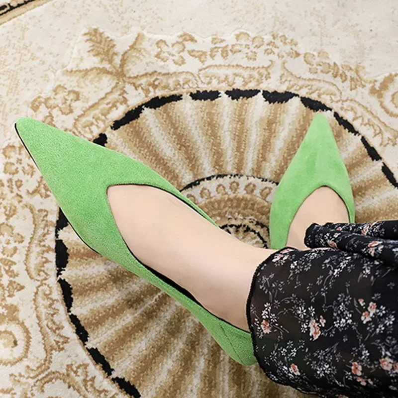 Women 0.5cm Low Heels Leisure Outside Flats Female Fashion Suede Surface Low Heels Lady Sexy Evening Party Slip On Flat Shoes