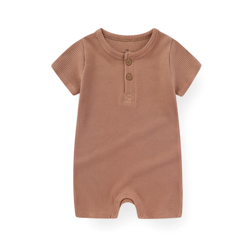 Kiddiezoom 1 PCS Fashion Four Seasons Unisex Solid Short Sleeve Baby Boy Girl Rompers 100%Cotton Soft Newborn Jumpsuit Clothes