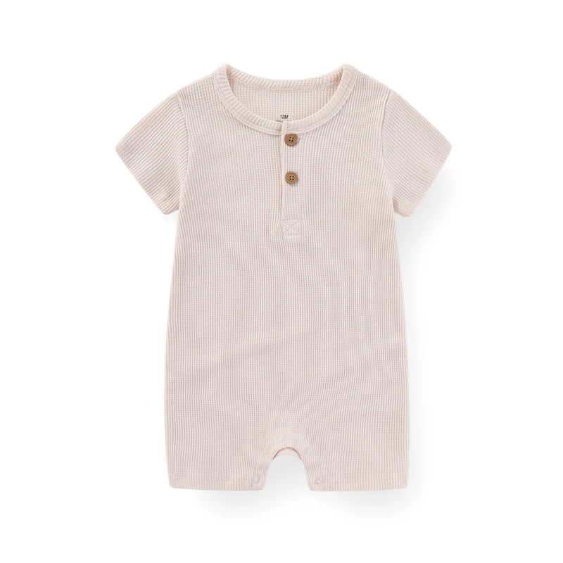 Kiddiezoom 1 PCS Fashion Four Seasons Unisex Solid Short Sleeve Baby Boy Girl Rompers 100%Cotton Soft Newborn Jumpsuit Clothes