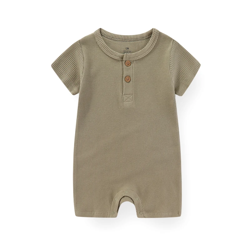 Kiddiezoom 1 PCS Fashion Four Seasons Unisex Solid Short Sleeve Baby Boy Girl Rompers 100%Cotton Soft Newborn Jumpsuit Clothes