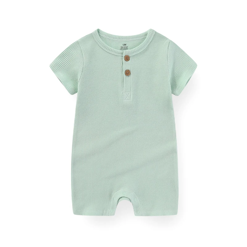 Kiddiezoom 1 PCS Fashion Four Seasons Unisex Solid Short Sleeve Baby Boy Girl Rompers 100%Cotton Soft Newborn Jumpsuit Clothes