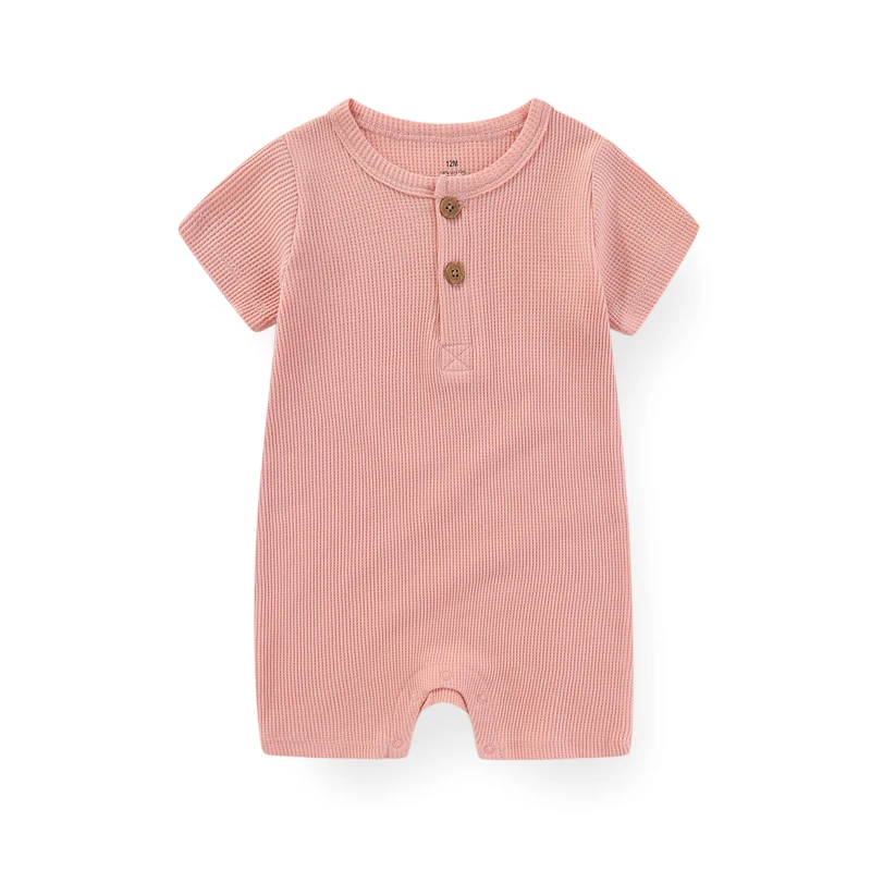 Kiddiezoom 1 PCS Fashion Four Seasons Unisex Solid Short Sleeve Baby Boy Girl Rompers 100%Cotton Soft Newborn Jumpsuit Clothes