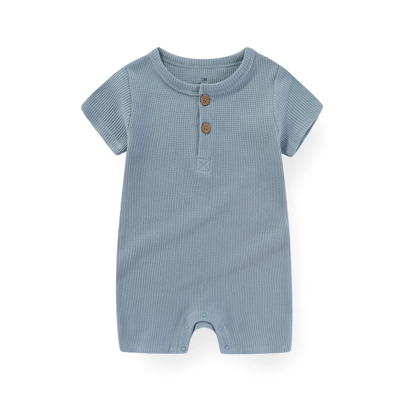 Kiddiezoom 1 PCS Fashion Four Seasons Unisex Solid Short Sleeve Baby Boy Girl Rompers 100%Cotton Soft Newborn Jumpsuit Clothes