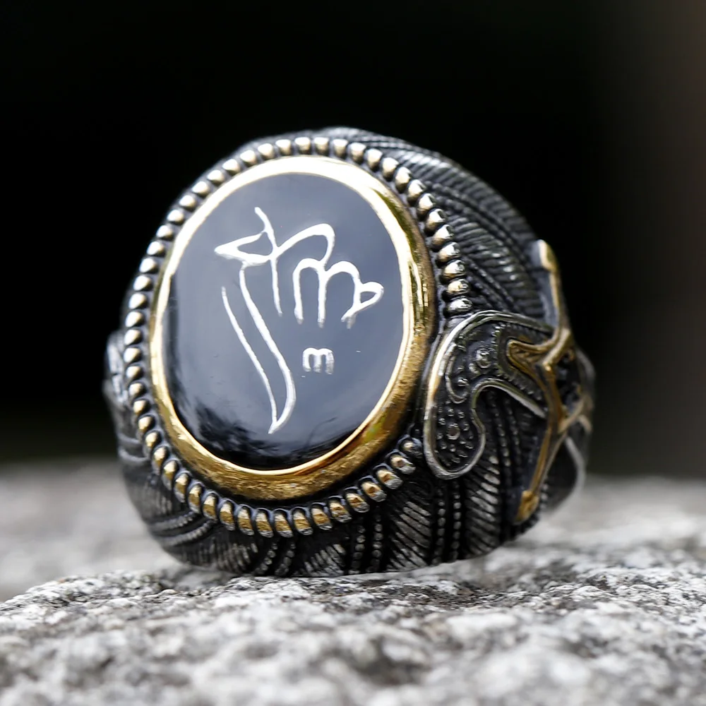 2023 New Unique Design 316L Stainless Steel Turkey Ring Turkish Signet Ring Zircon Stone Ethnic Style Jewelry free shipping