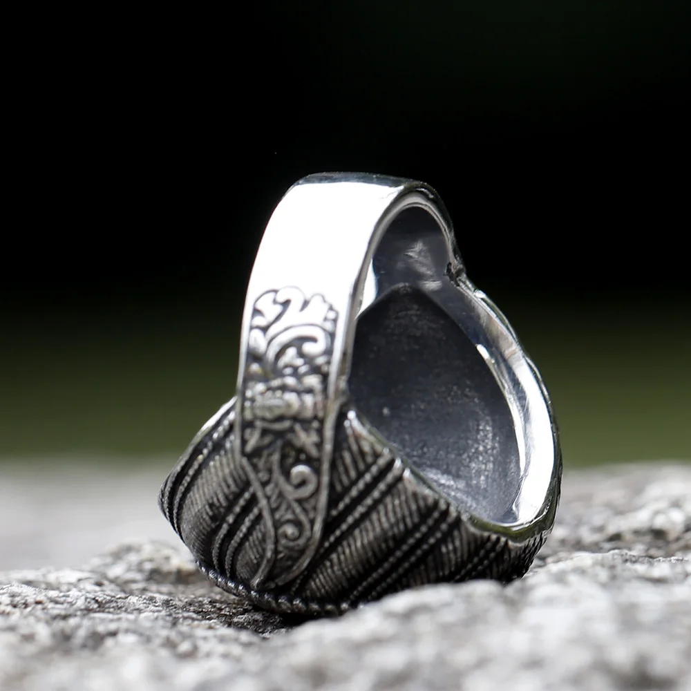 2023 New Unique Design 316L Stainless Steel Turkey Ring Turkish Signet Ring Zircon Stone Ethnic Style Jewelry free shipping