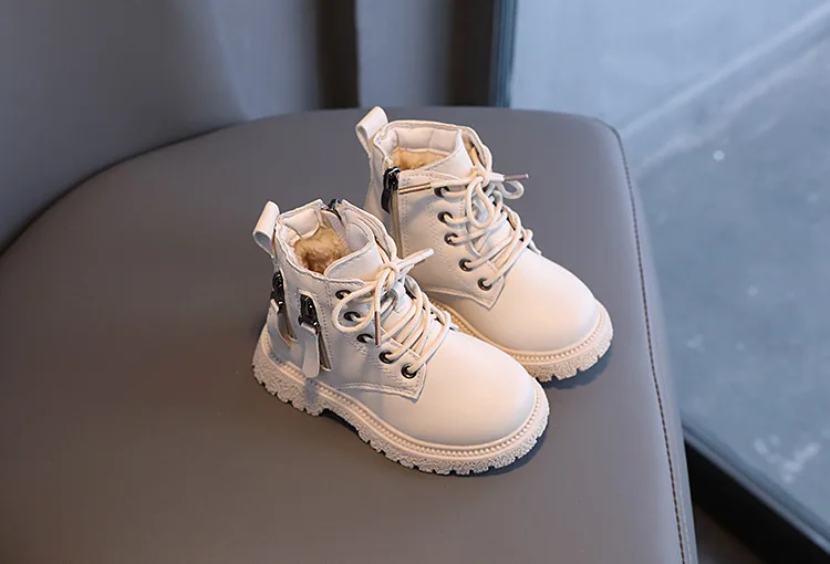 Rubber Boots for Children Boys Tide Boots Autumn Winter Warm Cotton Ankle Boots for Kindergarten Girls Kids Boots Double Zip New