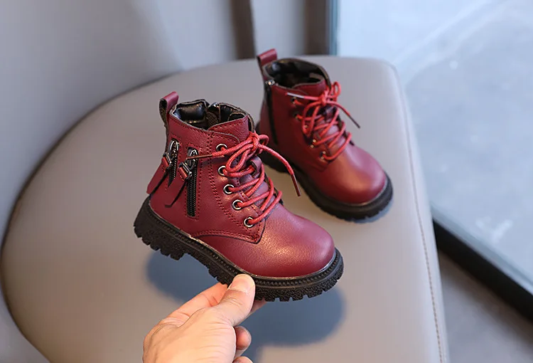 Rubber Boots for Children Boys Tide Boots Autumn Winter Warm Cotton Ankle Boots for Kindergarten Girls Kids Boots Double Zip New