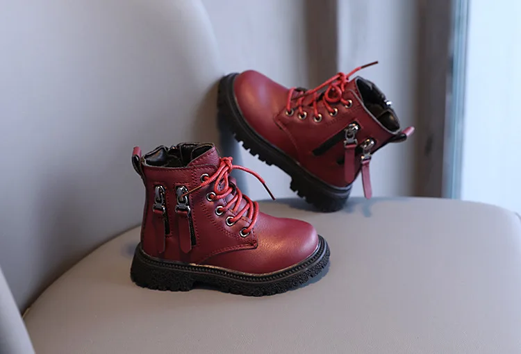 Rubber Boots for Children Boys Tide Boots Autumn Winter Warm Cotton Ankle Boots for Kindergarten Girls Kids Boots Double Zip New