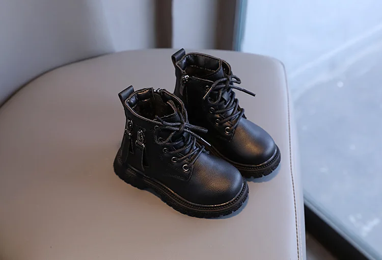 Rubber Boots for Children Boys Tide Boots Autumn Winter Warm Cotton Ankle Boots for Kindergarten Girls Kids Boots Double Zip New