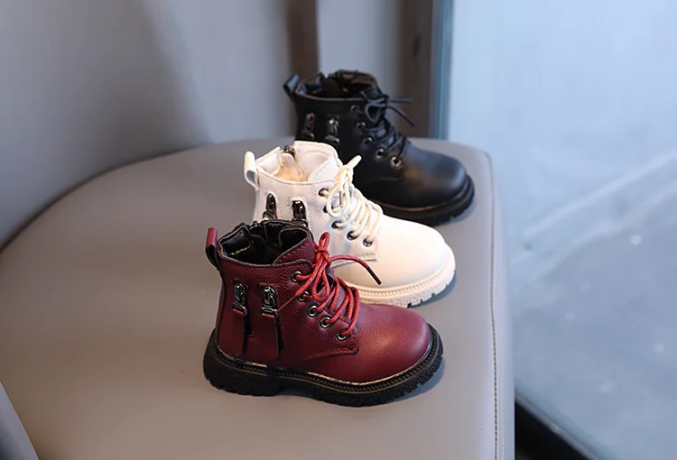 Rubber Boots for Children Boys Tide Boots Autumn Winter Warm Cotton Ankle Boots for Kindergarten Girls Kids Boots Double Zip New