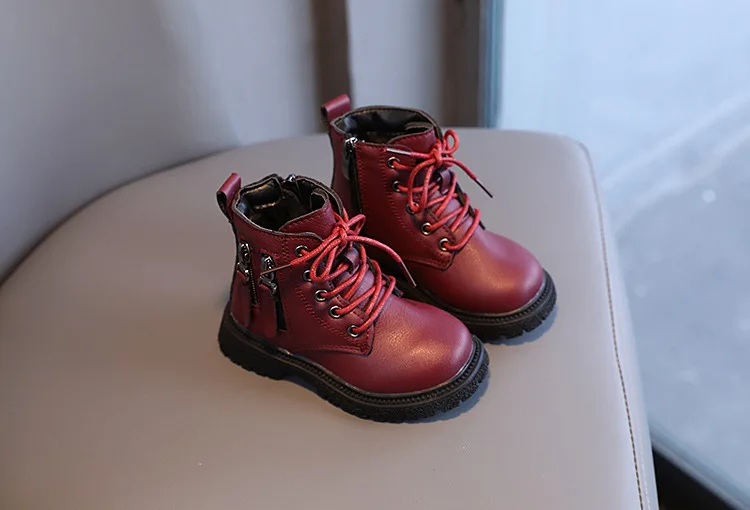 Rubber Boots for Children Boys Tide Boots Autumn Winter Warm Cotton Ankle Boots for Kindergarten Girls Kids Boots Double Zip New