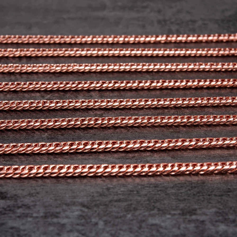 Vinterly Cuban Chain Long Necklace for Men Women Red Copper Adjustable 20/22 Inch Twisted Necklaces Anti-scratch Chain Jewelry