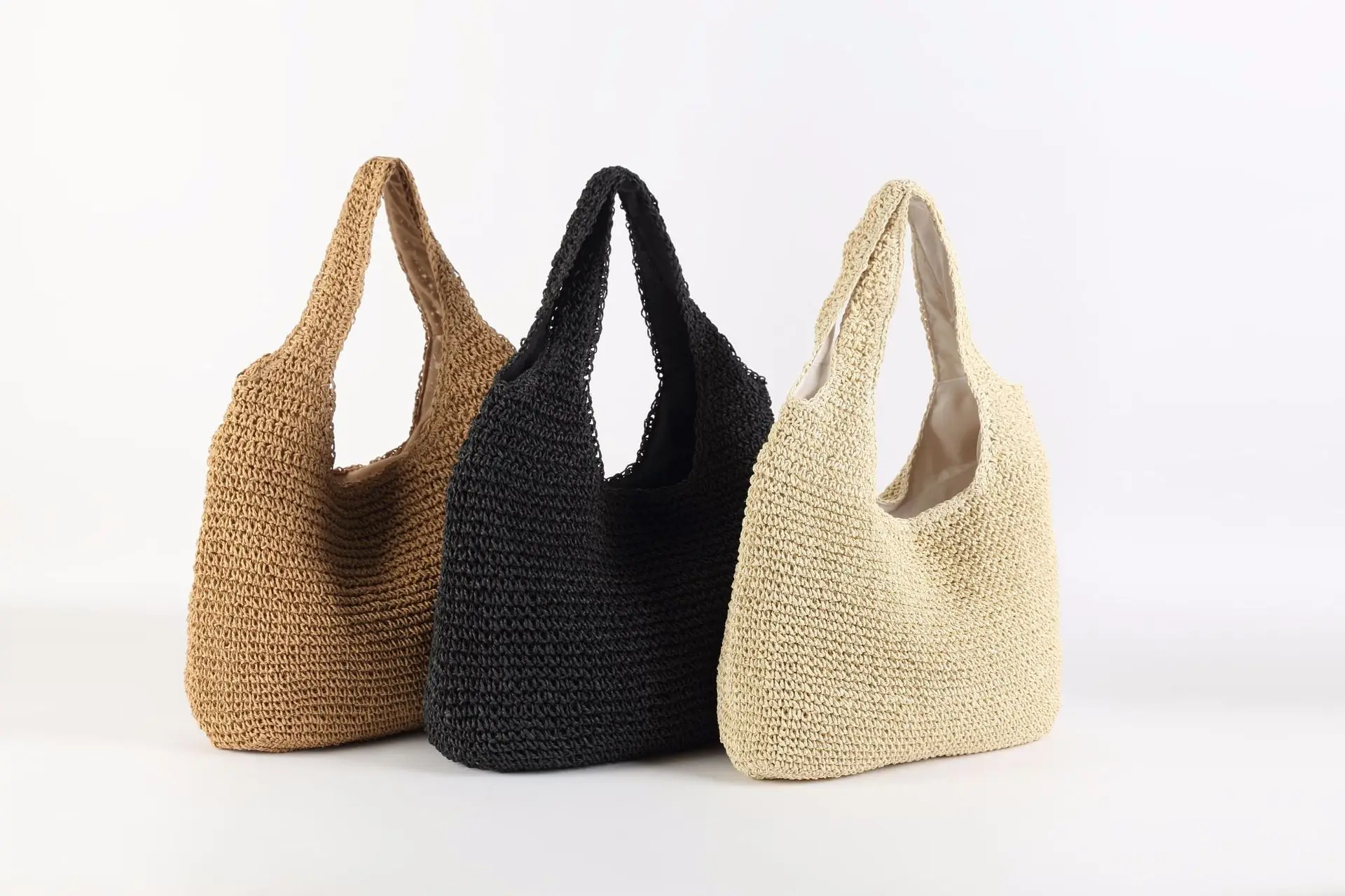 2023 Fashion Rattan Women Shoulder Bags Wikcer Woven Female Handbags Large Capacity Summer Beach Straw Bags Casual Tote Purses