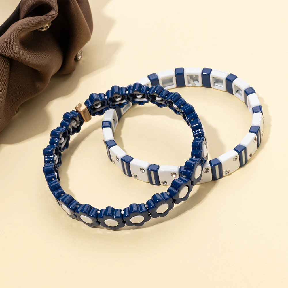 2023 New Design Bracelets Sets For Women Colorful Beads Elastic Bangle Handmade Boho Enamel Jewelry Gift