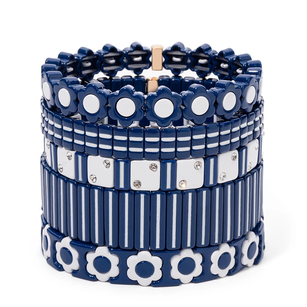2023 New Design Bracelets Sets For Women Colorful Beads Elastic Bangle Handmade Boho Enamel Jewelry Gift