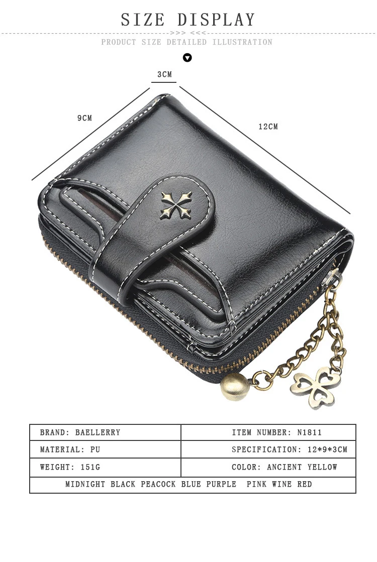 2023 New Women Wallets Fashion Short PU Leather Top Quality Card Holder Female Zipper Purse