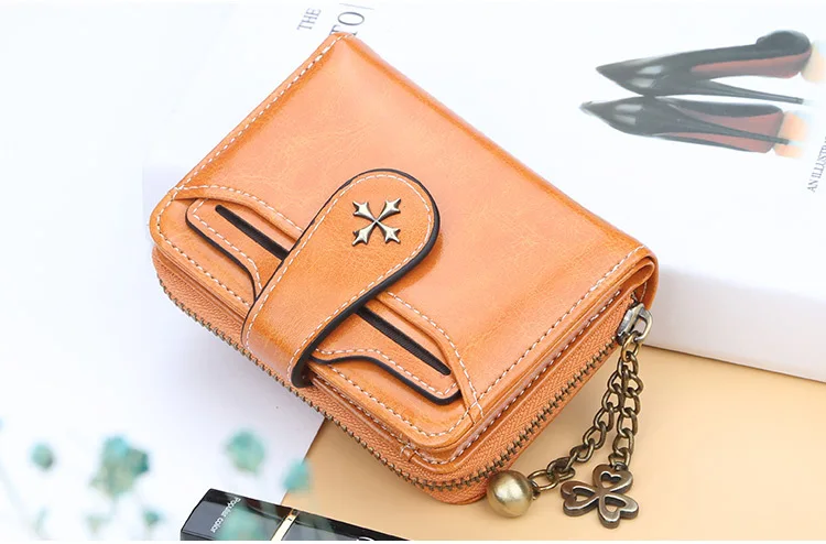 2023 New Women Wallets Fashion Short PU Leather Top Quality Card Holder Female Zipper Purse