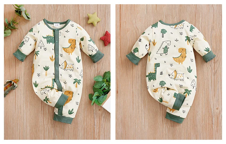 Newborn Baby Boys Infant Outfit Clothes Toddler Jumpsuit Costume Romper Onesie Long Sleeve Print Clothes Spring and Autumn Girls