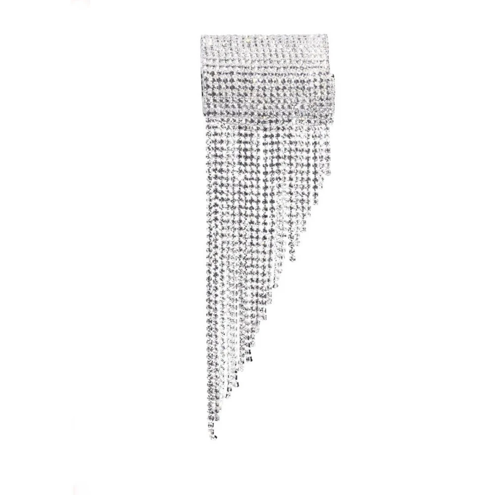 Fashion Large Rhinestone Cuff Bracelet for Women Girls Sparkly Shine Elegant  Long Tassel Design Stage Party Wrist Jewelry