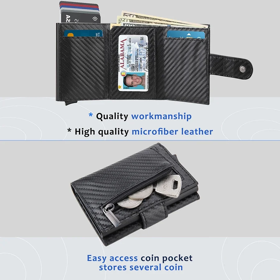 Rfid Genuine Leather Men Wallets Fashion Card Holder Trifold Wallet Money Bags Smart Slim Thin Coin Pocket Wallet Purse