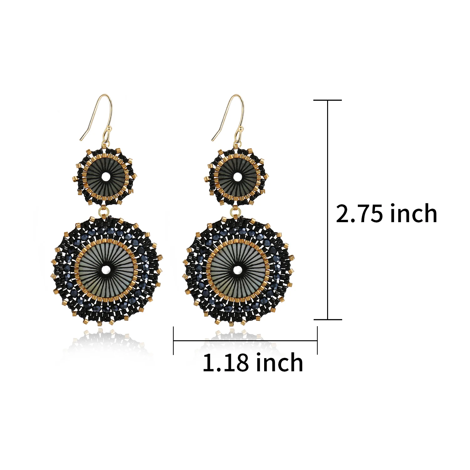 Badu Vintage Handmade Double Round Japanese Seed Beads Crochet Dangle Earrings for Women Christmas Jewelry Gift Wholesale