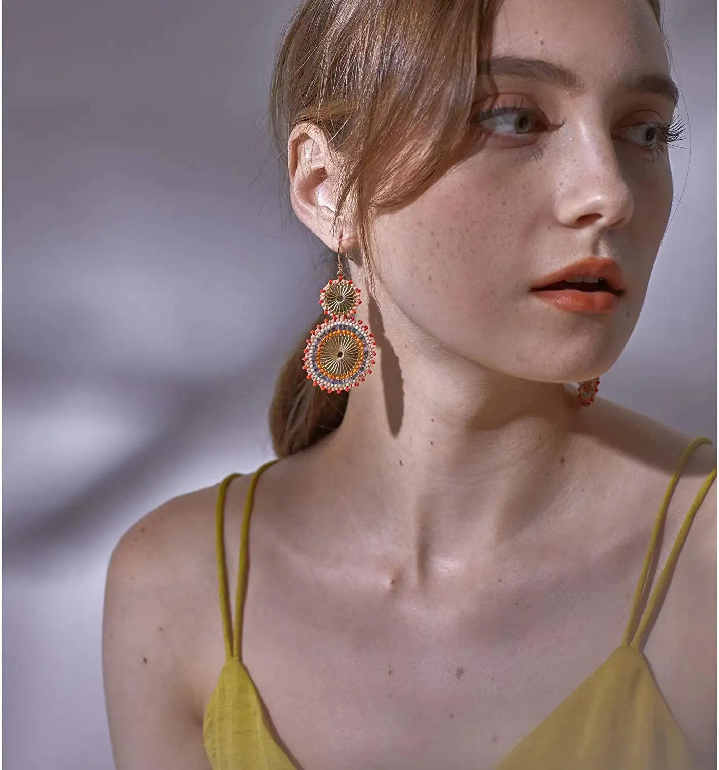 Badu Vintage Handmade Double Round Japanese Seed Beads Crochet Dangle Earrings for Women Christmas Jewelry Gift Wholesale