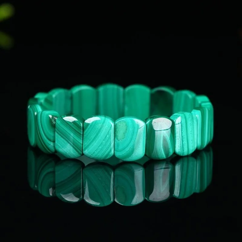 AAAAA Green Malachite Chrysocolla Bracelet Stretch Rectangle Beads Healing Stone Crystal Genuine Natural Women Men 12x9mm Gender