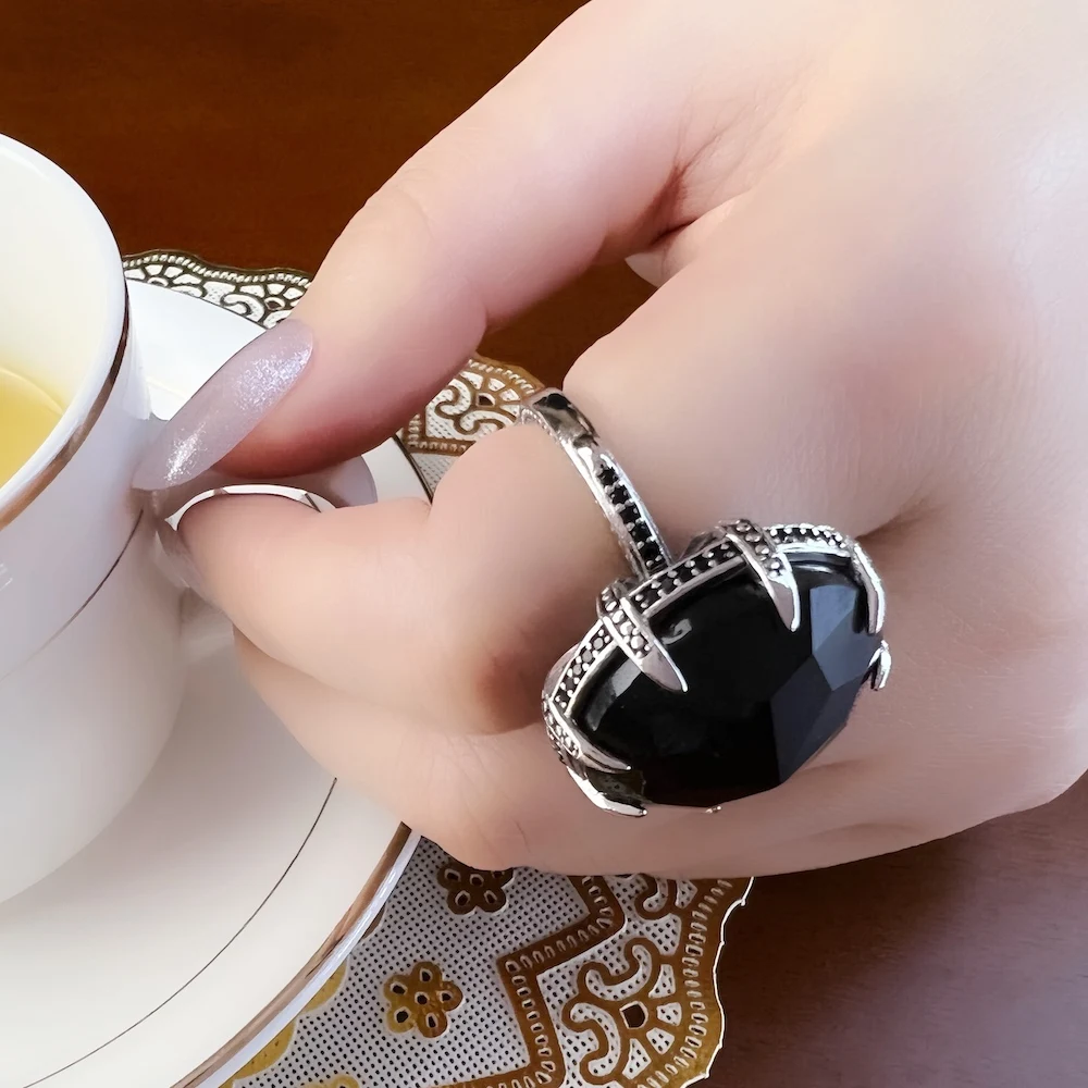 Cocktail Ring Claw,Brand New Europe Style Fine Jewerly For Women Vintage Gift In 925 Sterling Silver