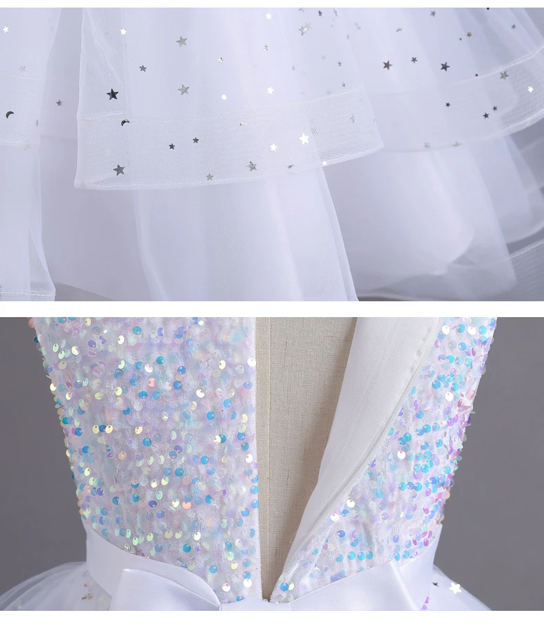 2023 Hot style Summer Sequin Lace Tuxedo Wedding Dress for girls 3-13 years old Sleeveless fluffy Mesh gauze Doveark brand