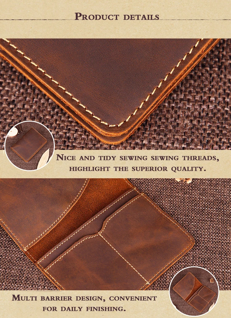 Unisex Genuine Leather Passport wallet Women Vintage Cow Leather Passport cover Wallet Men Credit Card Holder Travel Wallet