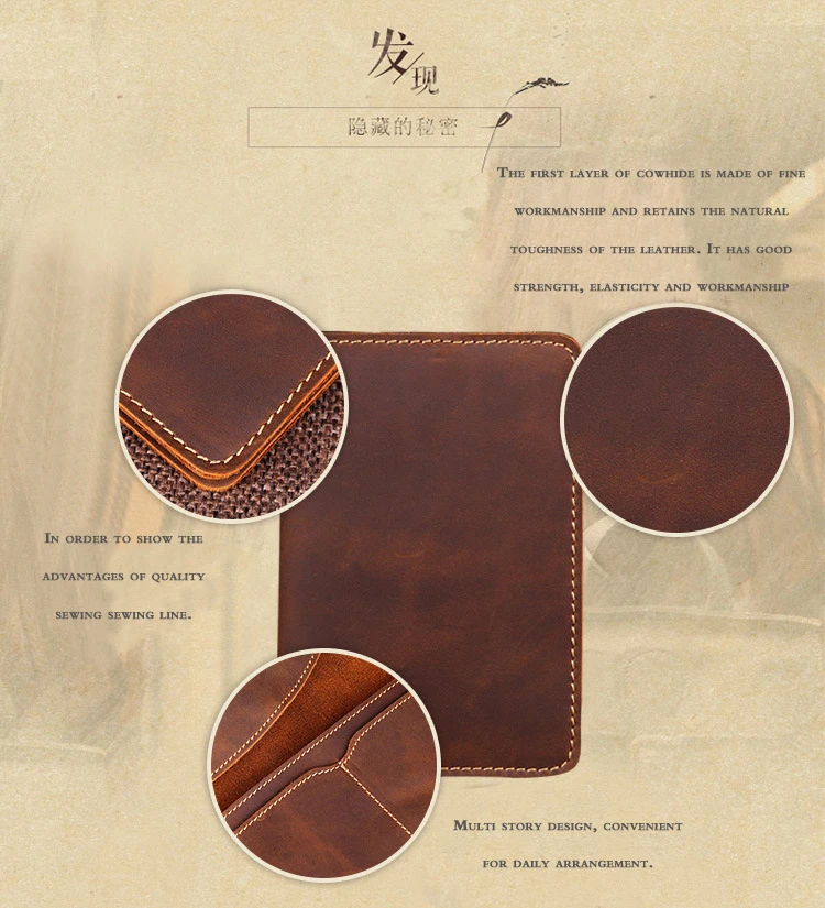 Unisex Genuine Leather Passport wallet Women Vintage Cow Leather Passport cover Wallet Men Credit Card Holder Travel Wallet