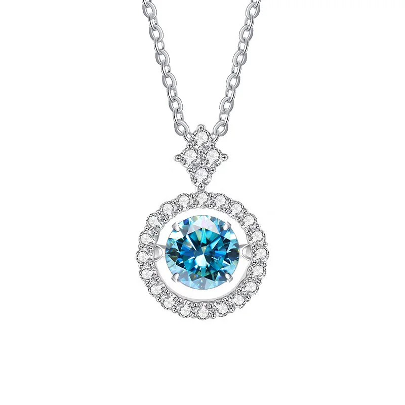 BIJOX STORY 1 CT Moissanite Pendant For Women Simulated Diamond Necklace S925 Sterling Silver Jewelry Girl Valentine's Day Gift