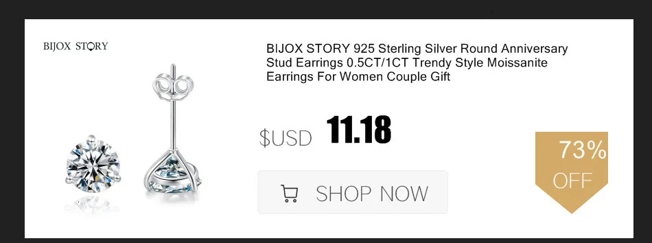 BIJOX STORY 1 CT Moissanite Pendant For Women Simulated Diamond Necklace S925 Sterling Silver Jewelry Girl Valentine's Day Gift