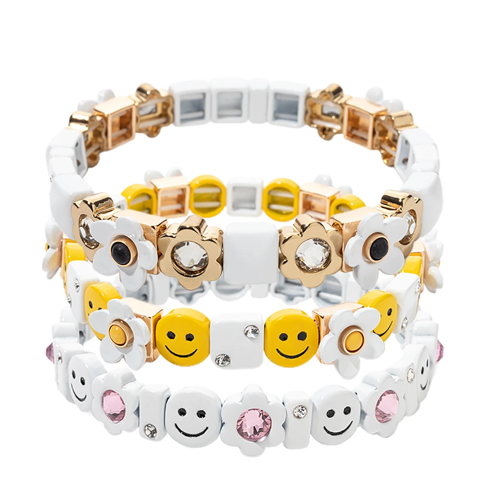 2023 Summer New Design Gold Color Braceets For Women Flower Charms Beaded Bangle Gift Boho Hand Happy Jewelry