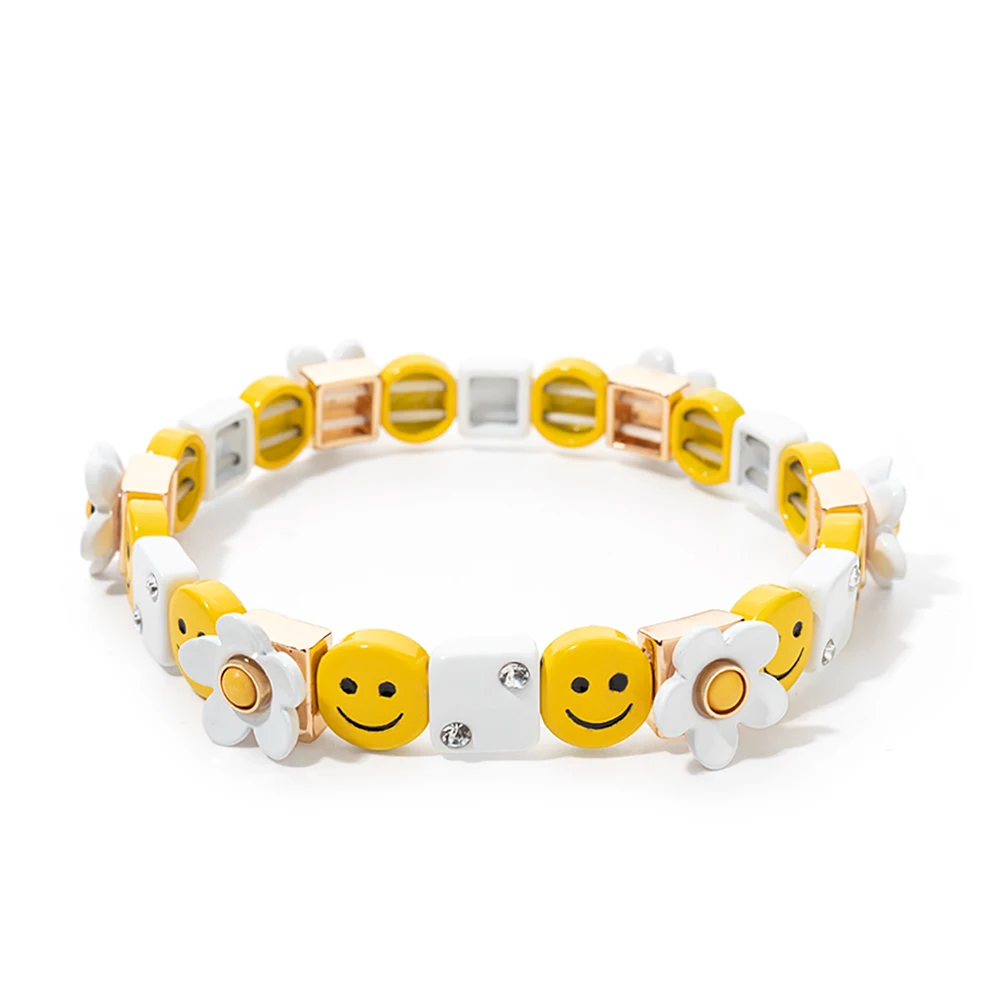 2023 Summer New Design Gold Color Braceets For Women Flower Charms Beaded Bangle Gift Boho Hand Happy Jewelry