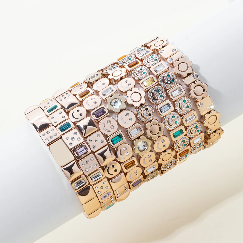 2023 Summer New Design Gold Color Braceets For Women Flower Charms Beaded Bangle Gift Boho Hand Happy Jewelry