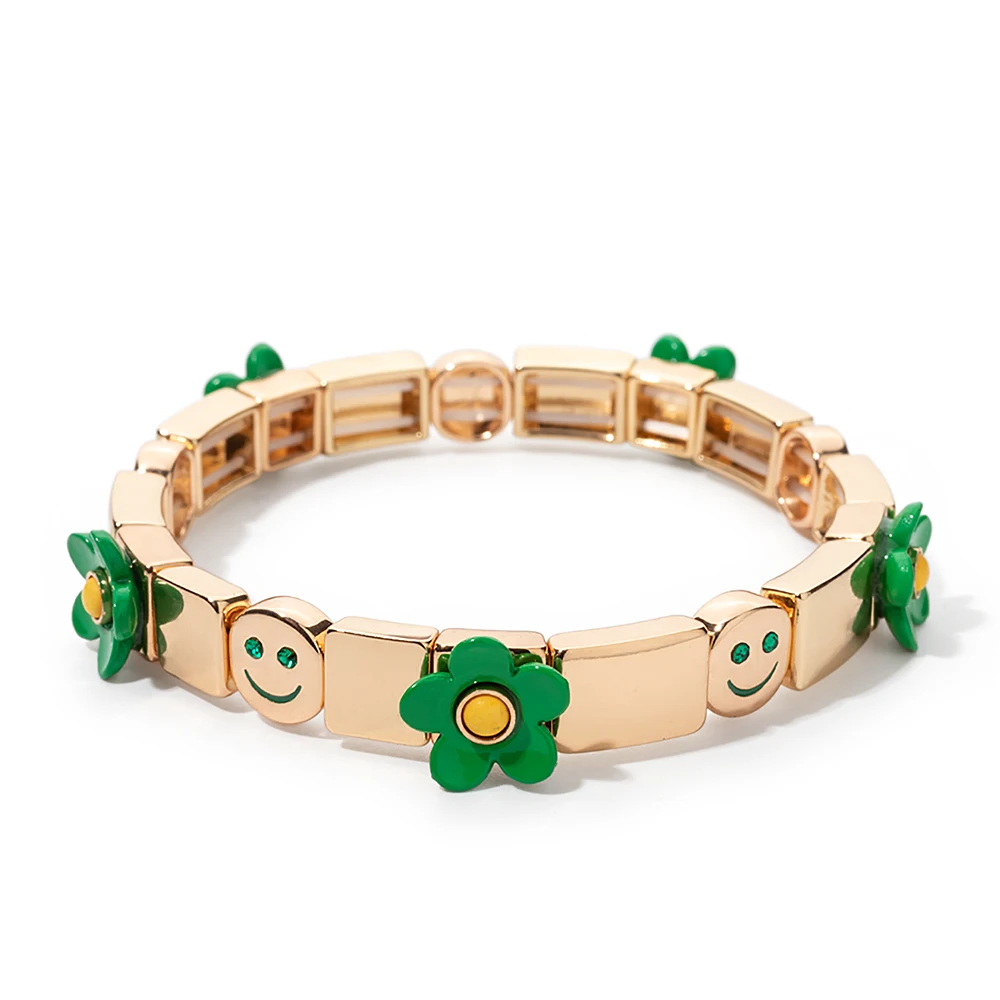 2023 Summer New Design Gold Color Braceets For Women Flower Charms Beaded Bangle Gift Boho Hand Happy Jewelry