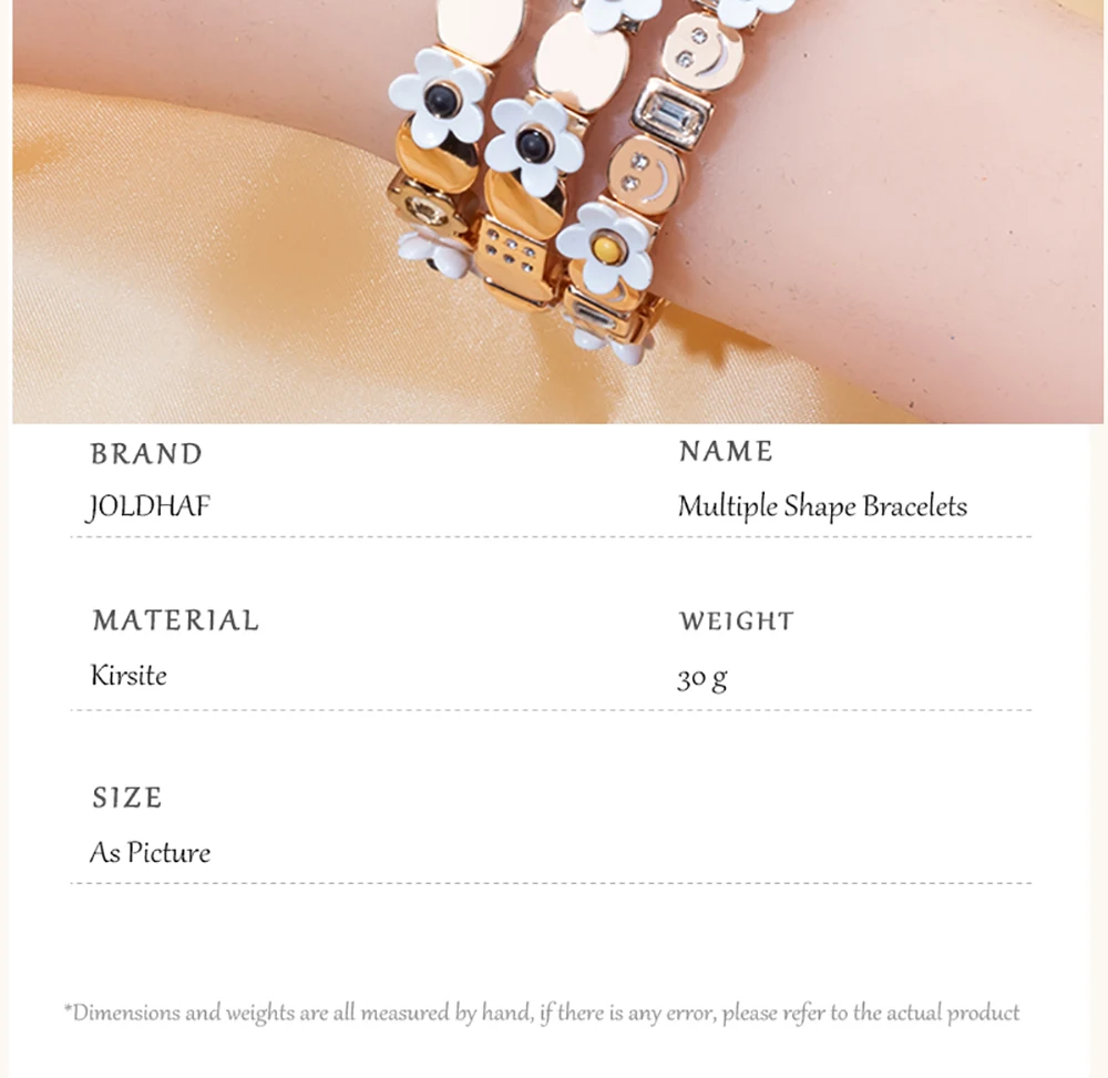 2023 Summer New Design Gold Color Braceets For Women Flower Charms Beaded Bangle Gift Boho Hand Happy Jewelry