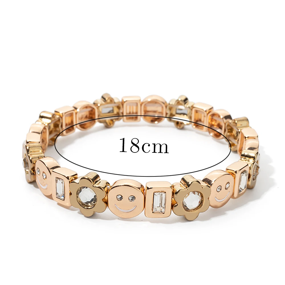 2023 Summer New Design Gold Color Braceets For Women Flower Charms Beaded Bangle Gift Boho Hand Happy Jewelry