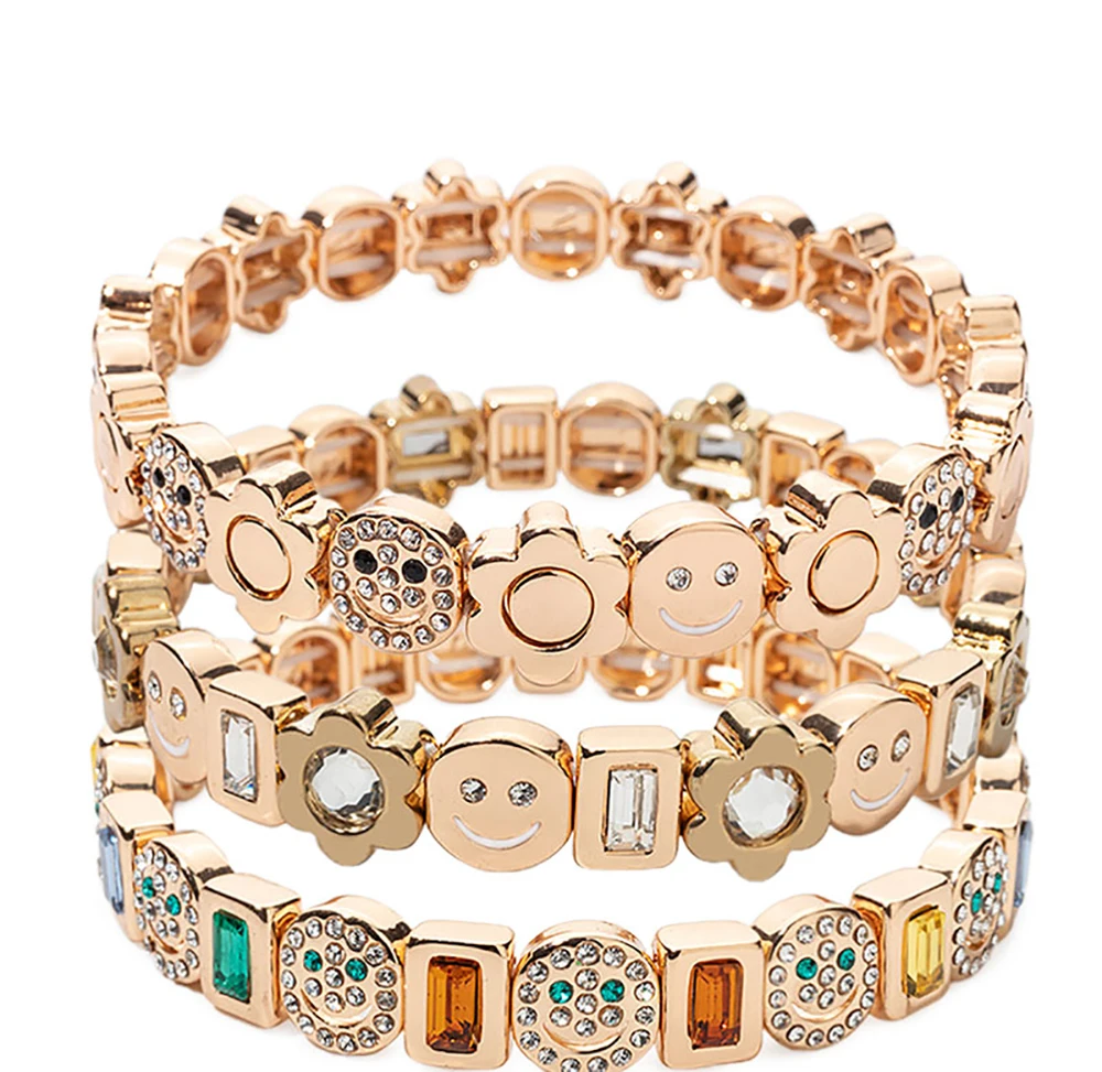 2023 Summer New Design Gold Color Braceets For Women Flower Charms Beaded Bangle Gift Boho Hand Happy Jewelry