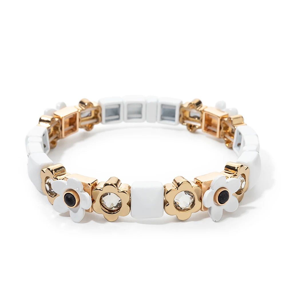 2023 Summer New Design Gold Color Braceets For Women Flower Charms Beaded Bangle Gift Boho Hand Happy Jewelry
