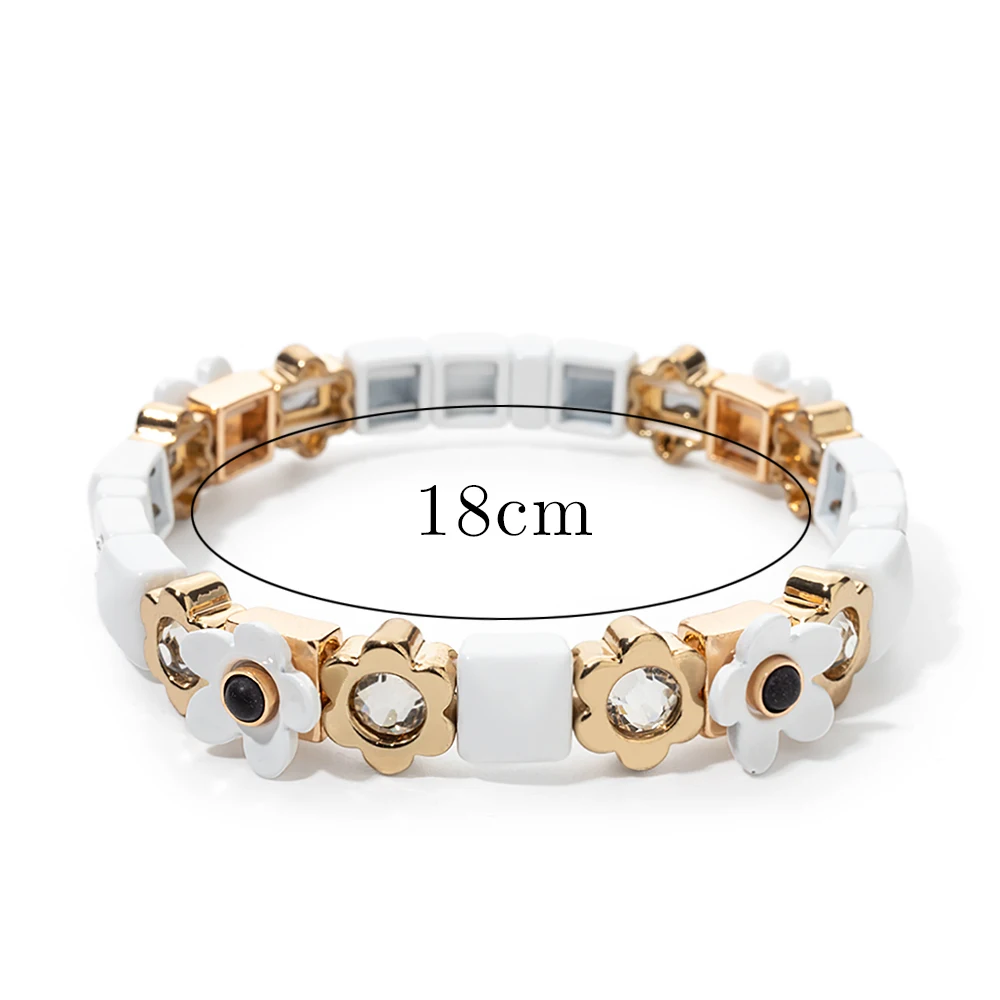 2023 Summer New Design Gold Color Braceets For Women Flower Charms Beaded Bangle Gift Boho Hand Happy Jewelry