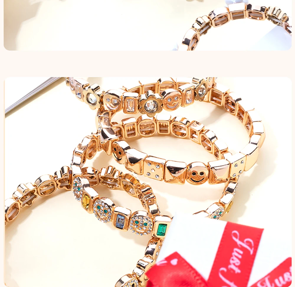 2023 Summer New Design Gold Color Braceets For Women Flower Charms Beaded Bangle Gift Boho Hand Happy Jewelry
