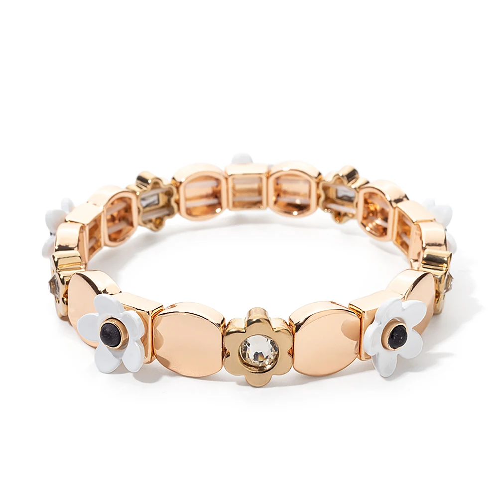 2023 Summer New Design Gold Color Braceets For Women Flower Charms Beaded Bangle Gift Boho Hand Happy Jewelry