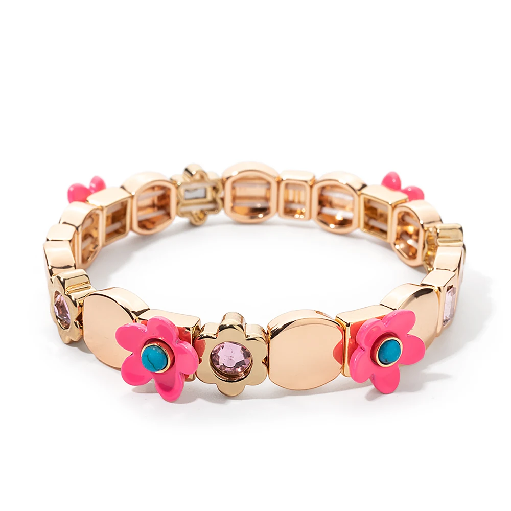2023 Summer New Design Gold Color Braceets For Women Flower Charms Beaded Bangle Gift Boho Hand Happy Jewelry