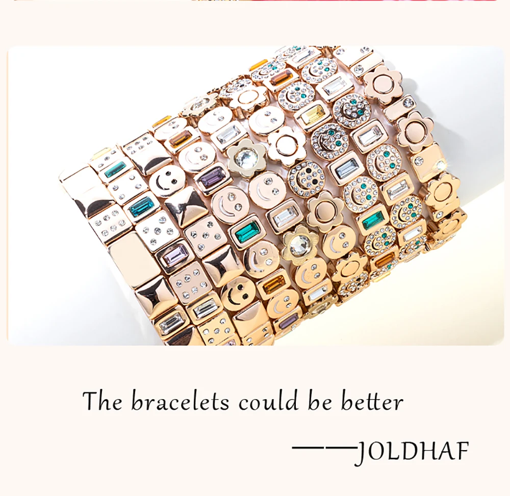 2023 Summer New Design Gold Color Braceets For Women Flower Charms Beaded Bangle Gift Boho Hand Happy Jewelry