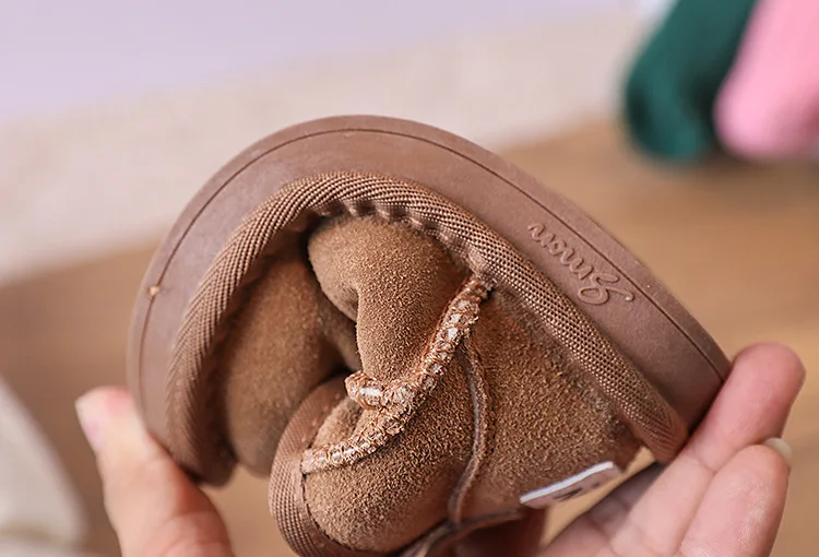 2025 New Winter Baby Snow Boots Leather Warm Plush Little Boys Shoes Non-slip Fashion Toddler Girls Boots
