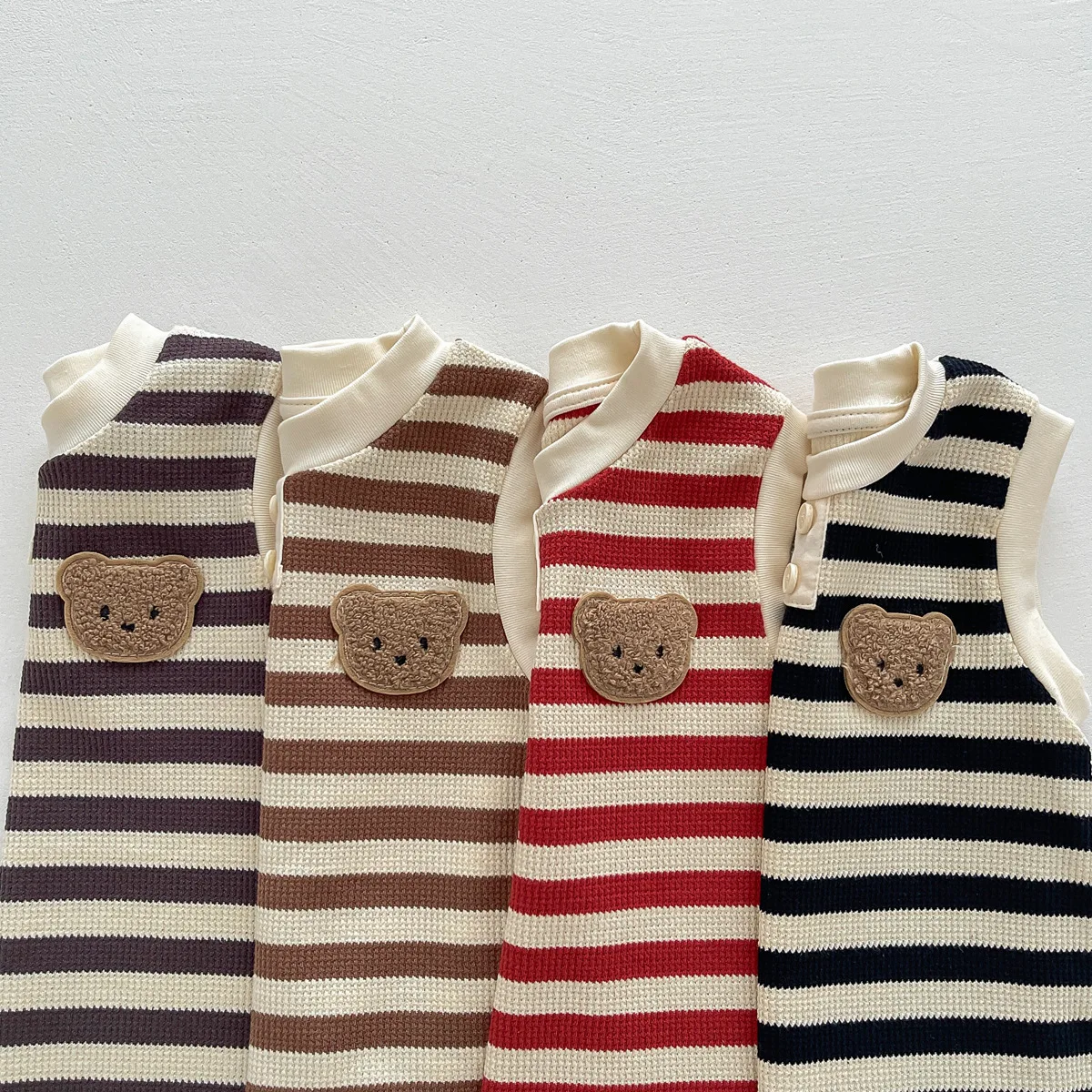 New 2023 Summer Sleeveless Knit Bodysuits Infant Baby Girls Boys One-pieces Kids Newborn Clothes- Ideal for Outdoor Activities